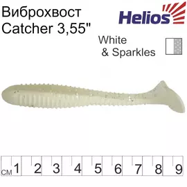 Виброхвост Helios Catcher 3,55"/9 см White &amp; Sparkles 5шт. (HS-2-002) tr-117773