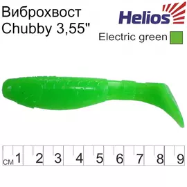 Виброхвост Helios Chubby 3,55"/9 см Electric green 5шт. (HS-4-007) tr-117788