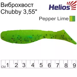 Виброхвост Helios Chubby 3,55"/9 см Pepper Lime 5шт. (HS-4-009) tr-117792