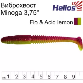 Виброхвост Helios Minoga 3,75"/9.5 см Fio &amp; Acid lemon 5шт. (HS-17-027) tr-134923