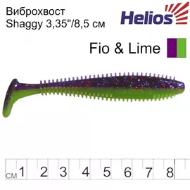 Виброхвост Helios Shaggy 3,35"/8,5 см Fio &amp; Lime 5шт. (HS-16-014) tr-132649