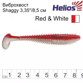 Виброхвост Helios Shaggy 3,35"/8,5 см Red &amp; White 5шт. (HS-16-003) tr-132640