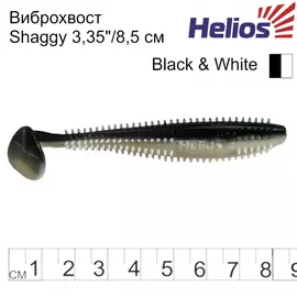 Виброхвост Helios Shaggy 3,35"/8,5 см Black &amp; White 5шт. (HS-16-023) tr-132652