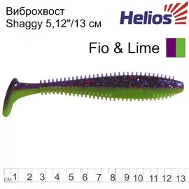 Виброхвост Helios Shaggy 5,12"/13 см Fio &amp; Lime 5шт. (HS-18-014) tr-140267