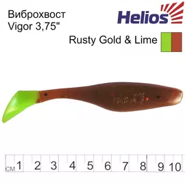 Виброхвост Helios Vigor 3,75"/9.5 см Rusty Gold &amp; Lime 7шт. (HS-6-017) tr-129872