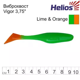 Виброхвост Helios Vigor 3,75"/9.5 см Lime &amp; Orange 7шт. (HS-6-020) tr-130228