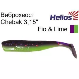 Виброхвост несъедоб. Helios Chebak 3,15"/8 см Fio &amp; Lime 100шт. (HS-3-014-N) tr-144553