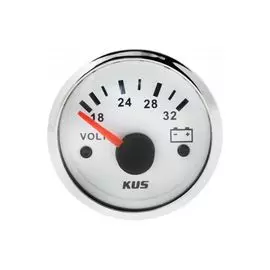 Вольтметр аналоговый 18-32 В, белый циферблат, нержавеющий ободок, д. 52 мм, Marine Rocket VMA1832WSMR