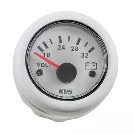 Вольтметр аналоговый 18-32 В, белый циферблат, белый ободок, д. 52 мм KY13305