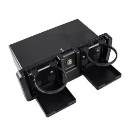 Ящик для мелочей врезной, с замком и складным подстаканником, черный C12201