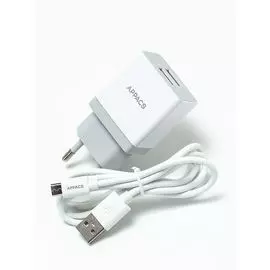 Зарядное устройство 220V APPACS (рус.) APEUT52m, кабель microUSB, 2USB, 2.4A 6971252252087