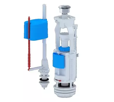 Арматура для бачка Ани-пласт WC3550C с нижней подводкой G1/2", с пластиковым штуцером, двойная хромированная кнопка эконом
