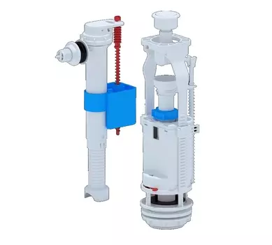 Арматура для бачка Ани-пласт WC8010 с боковой подводкой G 1/2", с пластиковым штуцером, кнопка белая