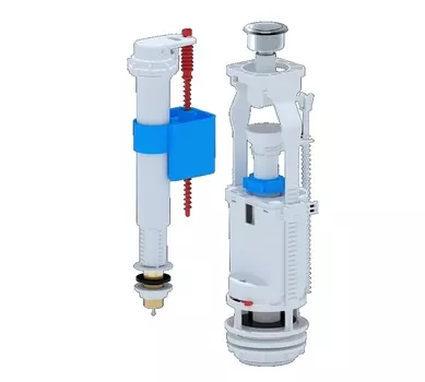 Арматура для бачка Ани-пласт WC8520C с нижней подводкой G 1/2" с латунным штуцером, кнопка хромированная