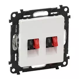 Аудирозетка Valena LIFE с пружинными зажимами, двойная, с лицевой панелью, белая