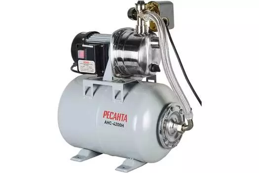 Автономная насосная станция Ресанта АНС-4200Н 77/1/5 h(под.)-8 м, h(нап.)-42 м, Q-4,2 м3/ч, 1200 Вт, корпус нержавеющая сталь