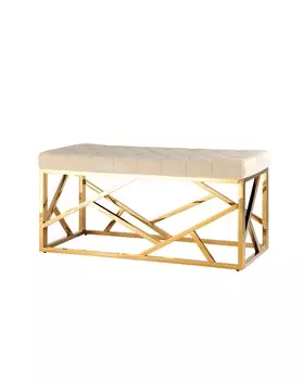 Банкетка-скамейка Stool Group АРТ ДЕКО велюр бежевый сталь золото