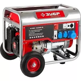 Бензиновый генератор Зубр ЗЭСБ-6200-Н с колесами и рукояткой, 6200 Вт