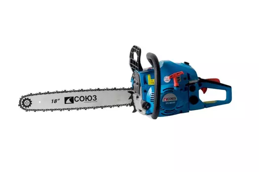 Бензопила СОЮЗ ПТС-99520Т шина 45,5см (18") 3.5л.с. 2,6кВт цепь 0.325-1,5-76 звеньев