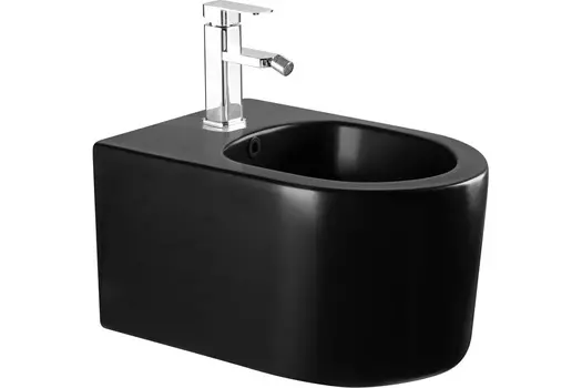 Биде подвесное Акватек Мия AQ1004-MB безободковое, горизонтальный выпуск, черный матовый