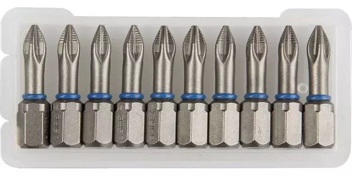 Биты Зубр ЭКСПЕРТ 26011-1-25-10 торсионные кованые, обточенные, хромомолибденовая сталь, тип хвостовика C 1/4, PH1, 25мм, 10шт