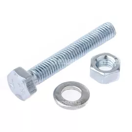Болт DIN933 с шестигранной головкой оцинк. М6х40 с гайкой и шайбой (6 шт) пак.
