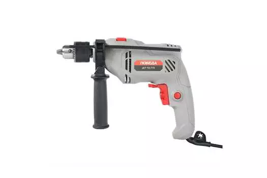 Дрель ударная Победа 120301775, ДУ-13/775, с ударом, мощность 775Вт, максимальный диаметр 13мм, глубиномер + дополнительная ручка