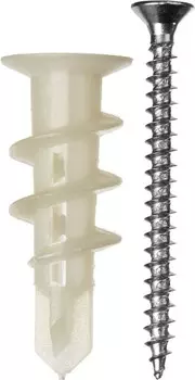 Дюбель Зубр 4-301266 со сверлом для гипсокартона с саморезом ДРИВА нейлоновый 33 мм 4 шт.