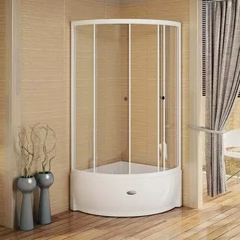 Душевой уголок Радомир 1-03-1-0-0-0020 90х90х225, стекло прозрачное, поддон высокий, профиль белый