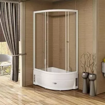 Душевой уголок Радомир 1-03-1-1-0-0090 120х80х227, стекло прозрачное, поддон высокий, профиль белый, левый