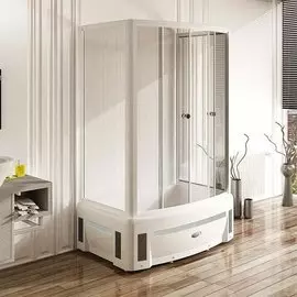 Душевой уголок Радомир Диана 1-03-1-0-0-0141 139х94х218, стекло матовое, поддон высокий, профиль белый