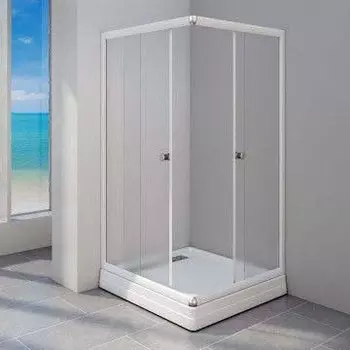 Душевой уголок Радомир Респект 1-03-1-0-0-1330 100х100х195, стекло прозрачное, поддон, профиль белый