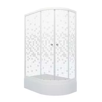 Душевой уголок Тритон Коралл В DK237 120х80х205,5, без г/м, средний поддон, стекло мозаика, проф.белый, левый