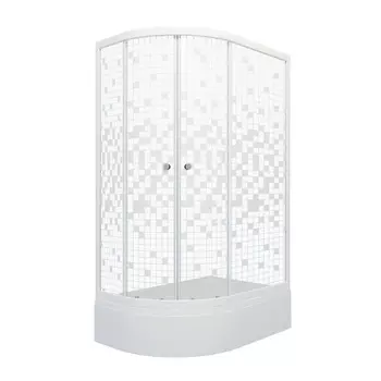 Душевой уголок Тритон Коралл В DK238 120х80х205,5, без г/м, средний поддон, стекло мозаика, проф.белый, правый