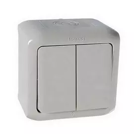 Двухклавишный переключатель на 2 направления 10AX - 250 В~ - Quteo IP 44 - Серый