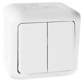Двухклавишный переключатель на 2 направления 10AX - 250 В~ - Quteo IP 44 - Белый