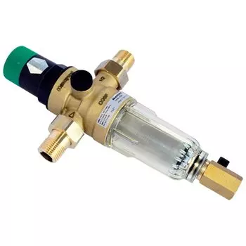 Фильтр 1/2" миниплюс с редуктором давления 16бар, t-40*C для холодной воды, ударопрочный пластик