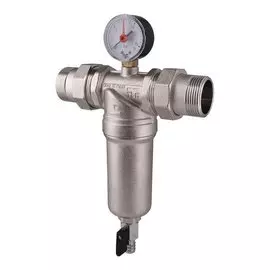 Фильтр с манометром 1"х1.1/4" со сгонами, 25бар, t-95*C, латунь