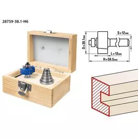 Фреза четвертная фальцевая Зубр 28759-38.1-H6 с подшипниками ? 38.1 x 13 мм, хвостовик 12 мм