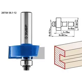 Фреза фальцевая Зубр Профессионал 28758-38.1-12 38.1x13мм, хвостовик 12мм