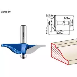 Фреза фигирейная Зубр Профессионал №1 28760-89 89x19мм, радиус 15.8мм
