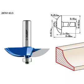 Фреза фигирейная Зубр Профессионал №2 28761-63.5 63,5x13мм, радиус 25.4мм