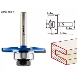 Фреза горизонтально-пазовая Зубр Профессионал 28757-50.8-4 50,8x4мм, хвостовик 8мм