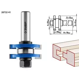 Фреза комбинированная пазо-шиповая Зубр Профессионал 28732-41 41x19мм, хвостовик 12мм