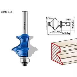 Фреза кромочная фигурная Зубр Профессионал №6(многопрофильная) 28717-34.9 34,9x25.4мм, хвостовик 8мм