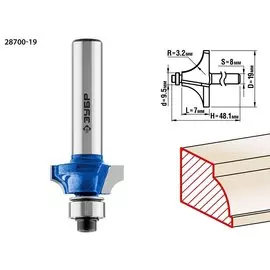 Фреза кромочная калевочная Зубр Профессионал №1 28700-19 19x7мм, радиус 3,2мм