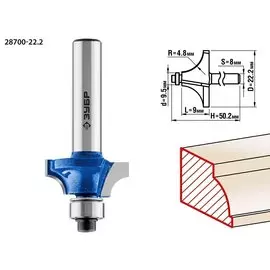 Фреза кромочная калевочная Зубр Профессионал №1 28700-22.2 22.2x9мм, радиус 4.8мм