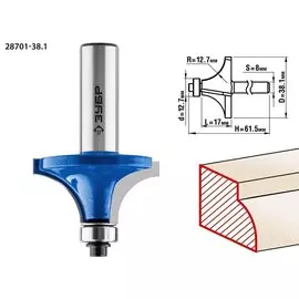 Фреза кромочная калевочная Зубр Профессионал №1 28701-38.1 38.1x17мм, радиус 12.7мм