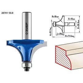 Фреза кромочная калевочная Зубр Профессионал №1 28701-50.8 50,8x25мм, радиус 19мм