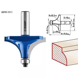 Фреза кромочная калевочная Зубр Профессионал №1 28701-57.1 57,1x27мм, радиус 22мм